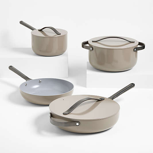 Caraway ® Pebble Ceramic Non-Stick 12-Piece Cookware Set with Gunmetal Hardware