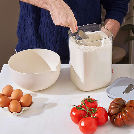 Caraway ® Cream Airtight 4.3-Qt. Large Glass Food Storage Container with Plastic and Silicone Lids