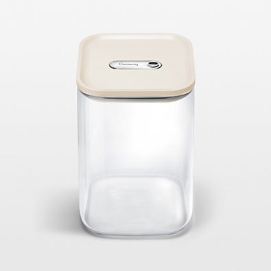 View Caraway ® Cream Airtight 4.3-Qt. Large Glass Food Storage Container with Plastic and Silicone Lids details