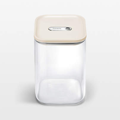 Caraway ® Cream Airtight 4.3-Qt. Large Glass Food Storage Container with Plastic and Silicone Lids