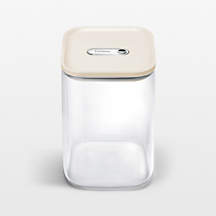 Caraway Cream Airtight 4.3-Qt. Large Glass Food Storage Container with Plastic and Silicone Lids