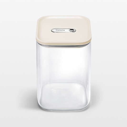 Caraway ® Cream Airtight 4.3-Qt. Large Glass Food Storage Container with Plastic and Silicone Lids