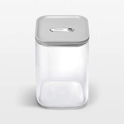 Caraway ® Grey Airtight 4.3-Quart Large Glass Food Storage Container with Plastic and Silicone Lids