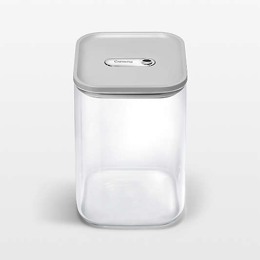 Caraway ® Grey Airtight 4.3-Qt. Large Glass Food Storage Container with Plastic and Silicone Lids