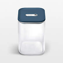 Caraway Navy Airtight 4.3-Qt. Large Glass Food Storage Container with Plastic and Silicone Lids | Crate & Barrel