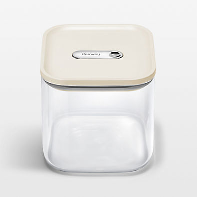 View Caraway ® Cream Airtight 2.5-Qt. Medium Glass Food Storage Container with Plastic and Silicone Lids details