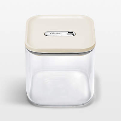 Caraway ® Cream Airtight 2.5-Qt. Medium Glass Food Storage Container with Plastic and Silicone Lids