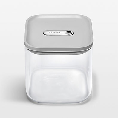 View Caraway ® Grey Airtight 2.5-Qt. Medium Glass Food Storage Container with Plastic and Silicone Lids details