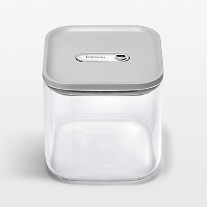 Caraway ® Grey Airtight 2.5-Qt. Medium Glass Food Storage Container with Plastic and Silicone Lids