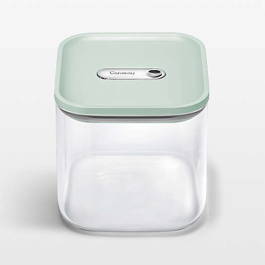 Caraway ® Mist Airtight 2.5-Qt. Medium Glass Food Storage Container with Plastic and Silicone Lids