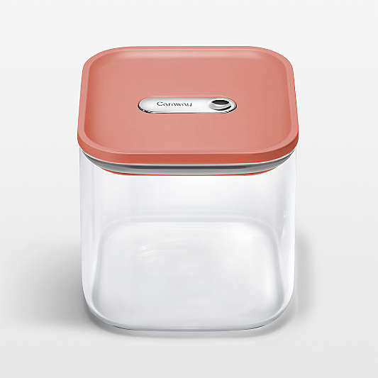 Caraway ® Perracotta Airtight 2.5-Qt. Medium Glass Food Storage Container with Plastic and Silicone Lids