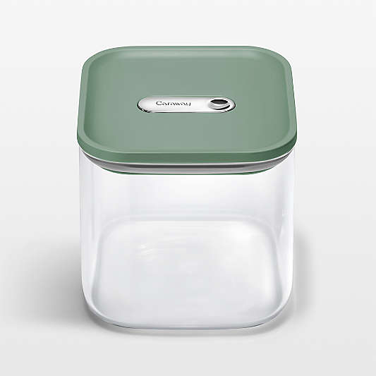 Caraway ® Sage Airtight 2.5-Qt. Medium Glass Food Storage Container with Plastic and Silicone Lids