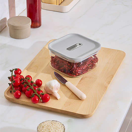 Caraway ® Cream Airtight 0.9-Qt. Small Glass Food Storage Container with Plastic and Silicone Lids