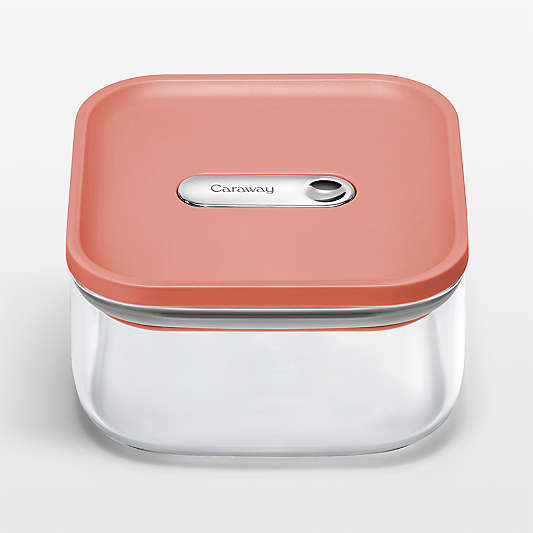 Caraway ® Perracotta Airtight 0.9-Qt. Small Glass Food Storage Container with Plastic and Silicone Lids
