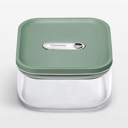Caraway ® Sage Airtight 0.9-Qt. Glass Food Storage Container with Plastic and Silicone Lids