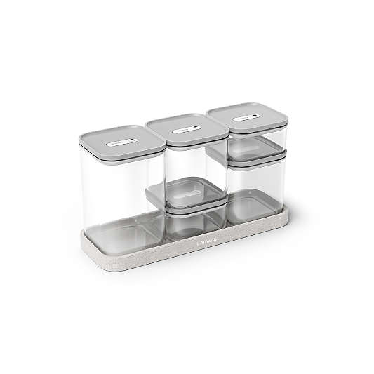 Caraway ® Grey Airtight 14-Piece Glass Food Storage Container Set with Plastic and Silicone Lids