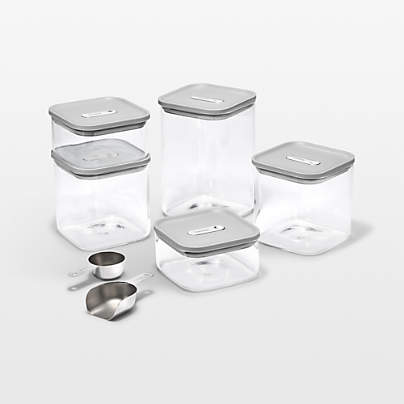 Caraway ® Grey Airtight 14-Piece Glass Food Storage Container Set with Plastic and Silicone Lids