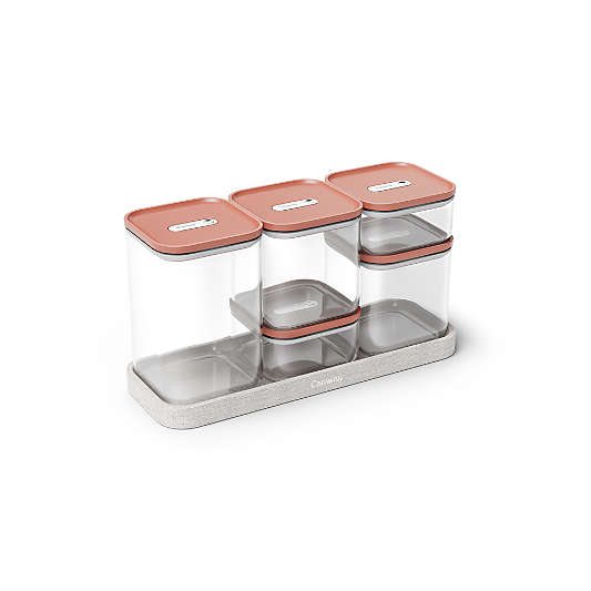 Caraway ® Perracotta 13-Piece Airtight Glass Food Storage Container Set with Plastic and Silicone Lids