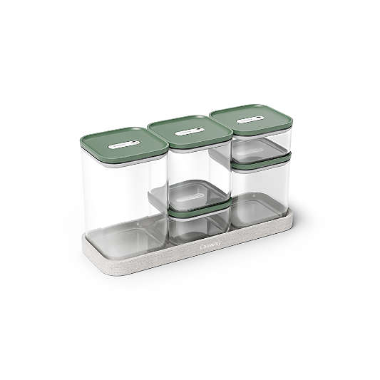 Caraway ® Sage 14-Piece Airtight Glass Food Storage Container Set with Plastic and Silicone Lids