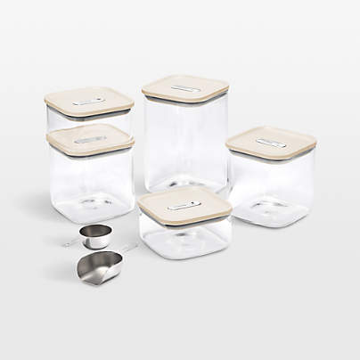 Caraway Cream 14-Piece Airtight Glass Food Storage Container Set with Silicone Lids