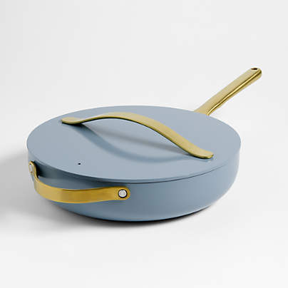 Caraway ® Blue Lagoon Ceramic Non-Stick 4.5-Qt. Sauté Pan with Gold Hardware