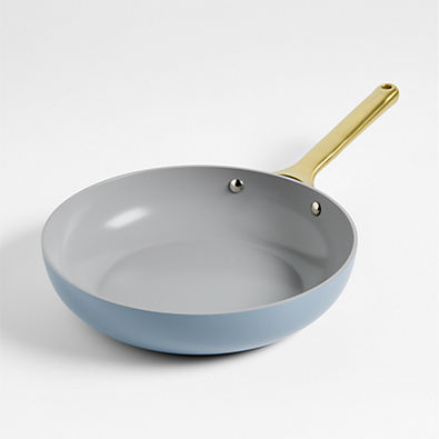 View Caraway ® Blue Lagoon Ceramic Non-Stick 8" Mini Fry Pan with Gold Hardware details