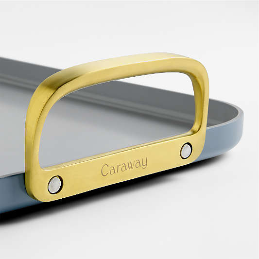 Caraway ® Blue Lagoon Ceramic Non-Stick Double Griddle with Gold Hardware
