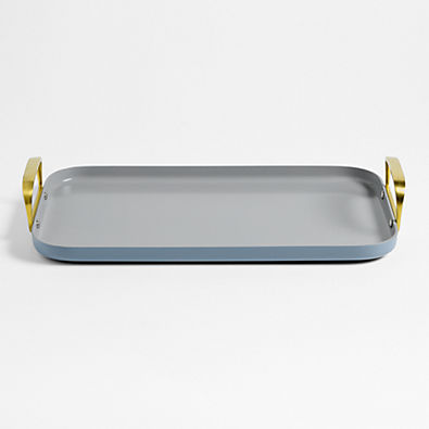 View Caraway ® Blue Lagoon Ceramic Non-Stick Double Griddle with Gold Hardware details