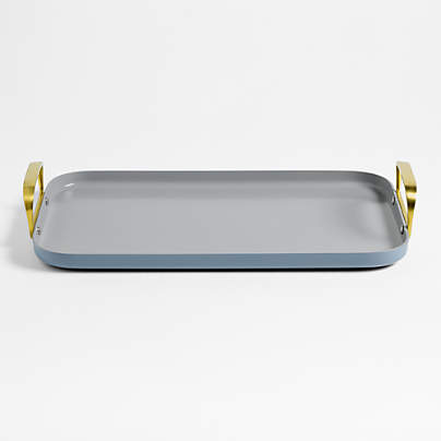 Caraway ® Blue Lagoon Ceramic Non-Stick Double Griddle with Gold Hardware