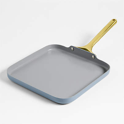 Caraway ® Blue Lagoon Ceramic Non-Stick Square Griddle with Gold Hardware