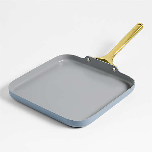 Caraway ® Blue Lagoon Ceramic Non-Stick Square Griddle Pan with Gold Hardware