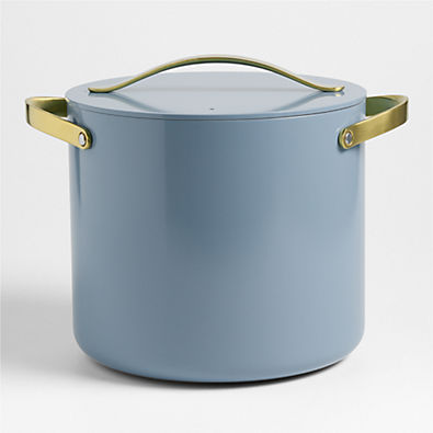 View Caraway ® Cookware Plus Blue Lagoon Ceramic 12-Qt. Stock Pot with Gold Hardware details