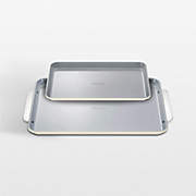 Caraway ® Cream Ceramic Non-Stick Square Grill Pan with Gold Hardware