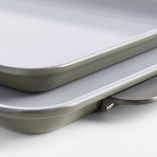 Caraway Ceramic Non-Stick Baking Sheet Duo Olive Green with Gunmetal Hardware