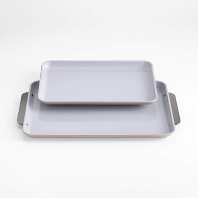 Caraway Ceramic Non-Stick Baking Sheet Duo Pebble with Gunmetal Hardware