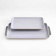 Caraway ® Cream Ceramic Non-Stick Square Grill Pan with Gold Hardware
