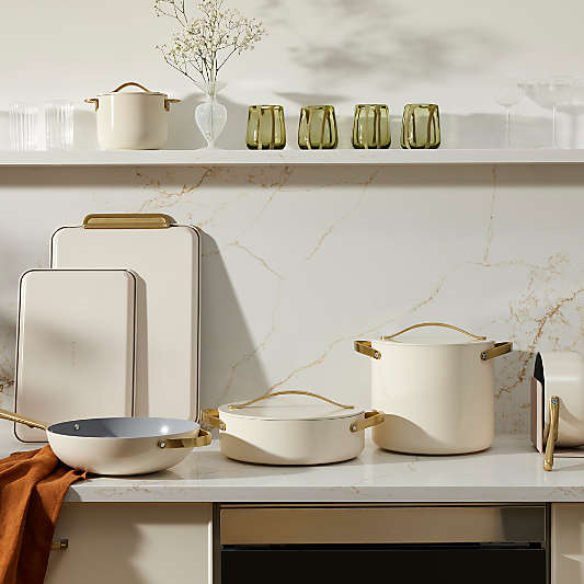 Caraway ® Cream Ceramic Non-Stick 2-Piece Baking Sheet Duo with Gold Hardware