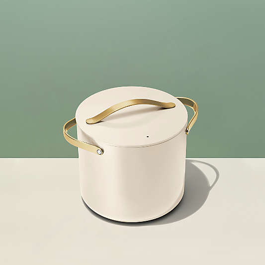 Caraway ® Cookware Plus Cream Ceramic 12-Qt. Stock Pot with Gold Hardware
