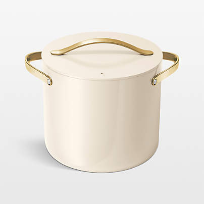 Caraway Cookware Plus Cream and Gold 12-Qt. Stockpot with Lid