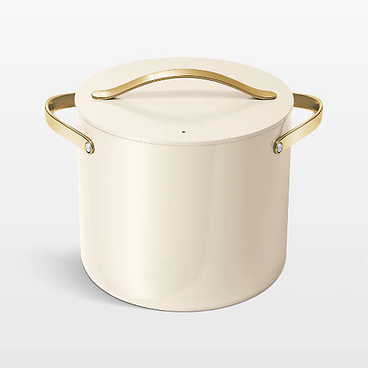 Caraway Cookware Plus Cream and Gold 12-Qt. Stockpot with Lid