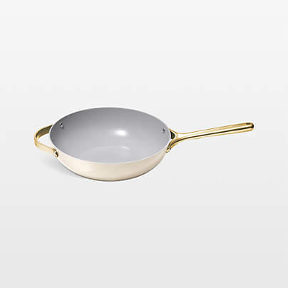 Caraway Cookware Plus Cream and Gold Stirfry Pan