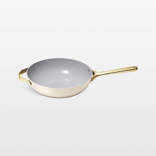 Caraway Cookware Plus Cream and Gold Stirfry Pan