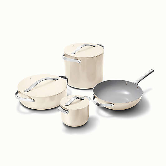 Caraway ® Cookware+ Cream Ceramic Non-Stick 8-Piece Cookware Set