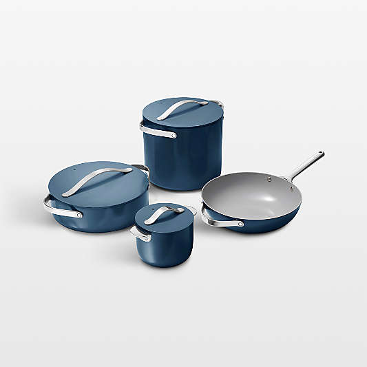Caraway ® Cookware+ Navy Ceramic Non-Stick 8-Piece Cookware Set
