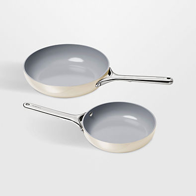 View Caraway Cream Ceramic Non-Stick Fry Pan Duo details
