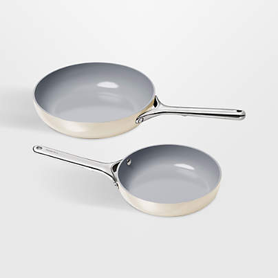 Caraway ® Cream Ceramic Nonstick 8" and 10.5" Fry Pan Duo
