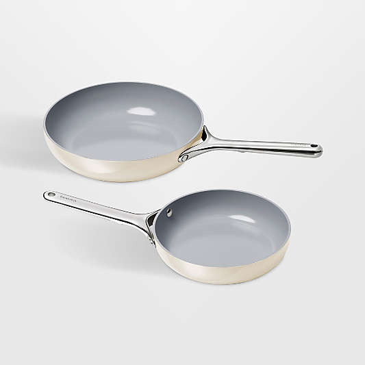 Caraway ® Cream Ceramic Non-Stick 8" and 10.5" Fry Pan Duo