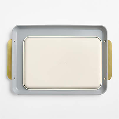 Caraway ® Cream Ceramic Non-Stick 2-Piece Baking Sheet Duo with Gold Hardware