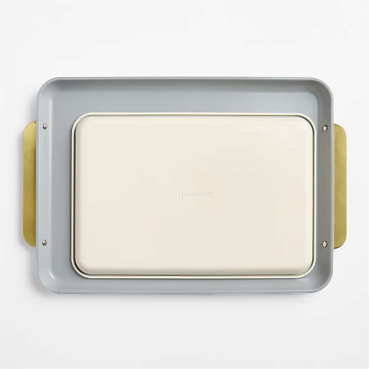 Caraway ® Cream Ceramic Nonstick 2-Piece Baking Sheet Duo with Gold Hardware