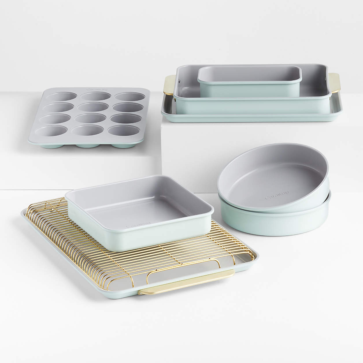 Caraway Complete 11Piece Silt Green Ceramic Bakeware Set + Reviews Crate & Barrel Canada